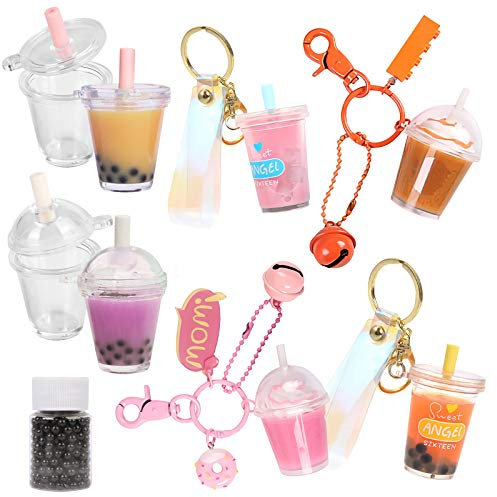 FUNSHOWCASE Mini Epoxidharz Getränk Miniatur 3D Bubble Tee Becher Harz Kügelchen 3st Set
