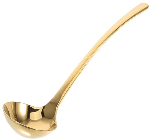 HEMOTON Suppenkelle Schöpflöffel mit Lang Griff Soßenlöffel Schöpfkelle Kochlöffel Küchenhelfer Kochutensilien für Küche Oder Restaurant Golden