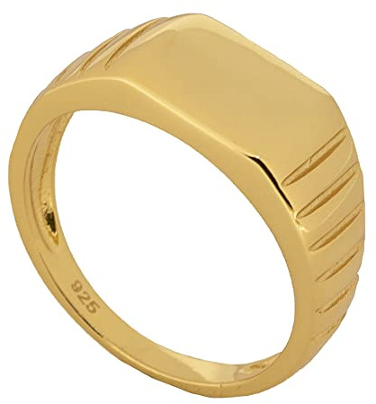 Anillo Sello Cuadrado para Hombre - Plata de ley 925 Chapada en Oro de 18 Kilates (22)