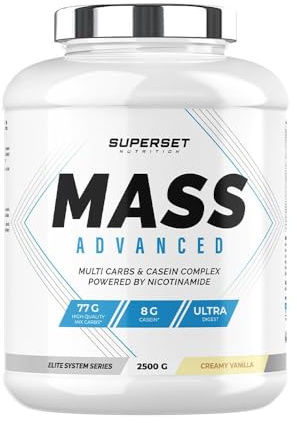 Superset Nutrition - Mass Advanced (2,5kg) - Gainer - Favorise le gain de masse musculaire et la récupération, apport important en calories + Vitamines - Énergie et digestion améliorées - Vanille
