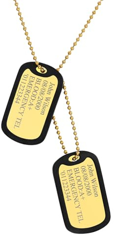 Supcare Vatertagsgeschenk Herren Personalisiert Dog Tags Halskette, Erkennungsmarke Hundekette Anhänger Gravur Name Text Edelstahl Militär Armee Kette Hund Necklace Modeschmuck für Frauen Jungen