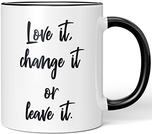 JUNIWORDS Tasse, Love it, Change it or Leave it, Schwarz (1007296)