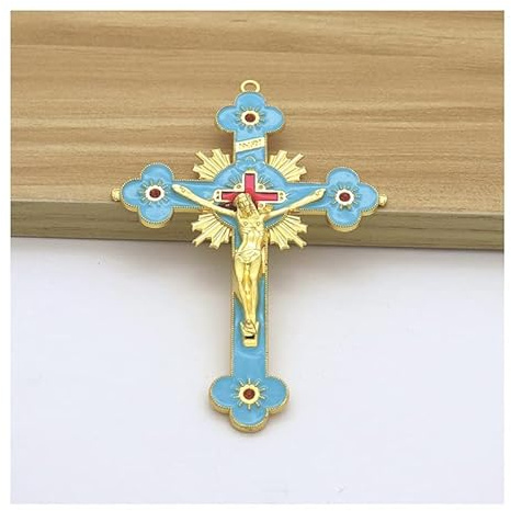 EVANEM Gold Katholische Wandkreuze, Christian Latin Cross Gebetskirche Dekor Hängen Kruzifix (Color : Style 3)