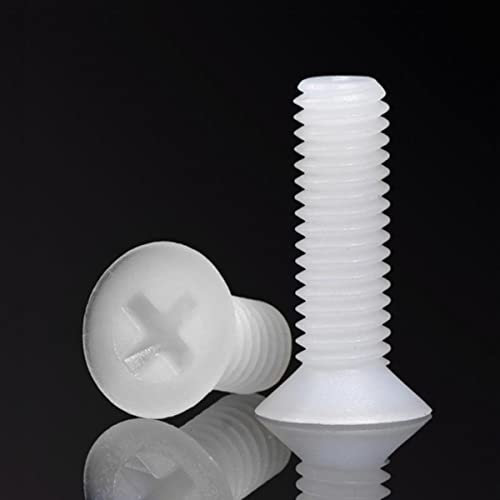 20/50 Stück M2 M2,5 M3 M4 M5 M6 M8 Schwarz/Weiße Nylon-Senkkopfschrauben Kunststoff-Flachkopfschrauben Länge: 4~40 mm-M5x15 (50 Stück), Weiß