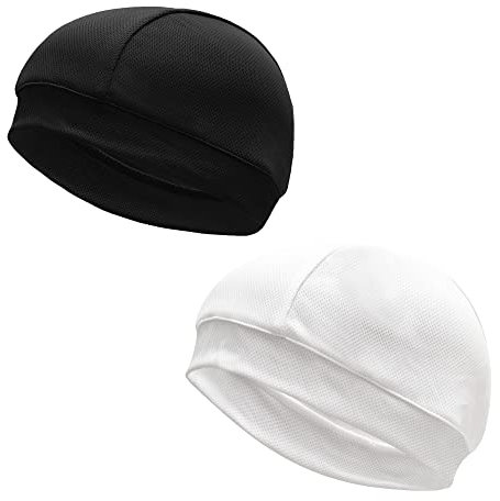 ZLYC Laufmütze Fahrrad Mütze Helm-Unterziehmütze für Herren für Joggen Radfahren Motorradfahren Beanie(Polyester Schwarz&Weiß)