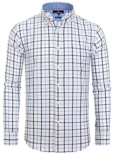 Alimens & Gentle Classic Button Down Shirt Men, Navy Gingham, L