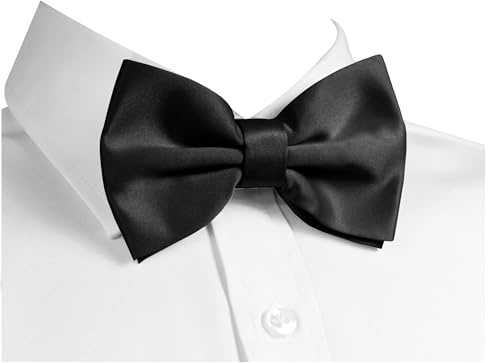trilece Black Bow Ties for Men - Men's Solid Pre-tied Clip on Bowties for Formal Wear - Adjustable Bow Tie - Bow ties for Woman (Black)