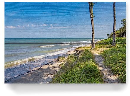 artboxONE Holzbild 30x20 cm Natur Meer, Wellen, Baum, Strand von Künstler Rico Ködder