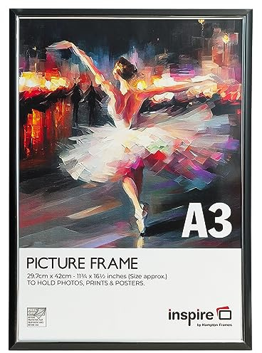 Inspire By Hampton EASYLOADER IBH-EASA3BKP-PK1 Bilderrahmen, A3 (30 x 42 cm), Plexiglas (kein Glas), Schwarz, 1 Stück