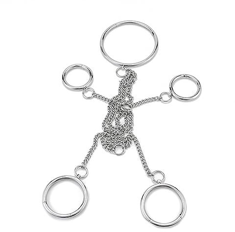 LIMKOO Edelstahl Abschließbar Handschellen/Handfesseln Fußfesseln + Halsband mit Kette, Folter BDSM Sklave Fuß Hand Restraint Fetisch Sexspielzeug für Anfänger und Paare Fesselset SM Sex Bondage Sets
