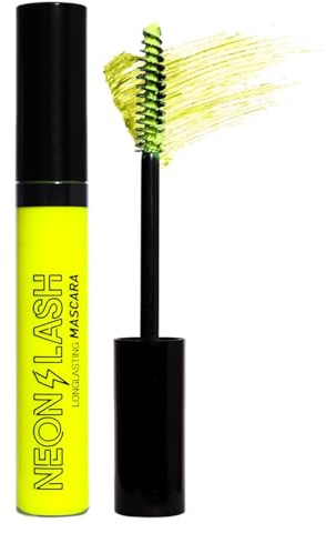 Rímel luminoso ultravioleta, rímel fluorescente arcoíris, rímel impermeable de color neón, rímel extendido, rímel extendido para uso en el escenario de la fiesta de Halloween (#1 Amarillo)