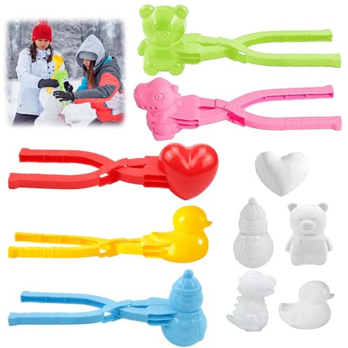 Schneeball Former, 5 Stück Clip, Maker, Schneeballzange, Sandball Clip, Viele Formen Schneeformen Spielzeug Kinder Winter Outdoor Schneespielzeuge für Schnee Strand(C)