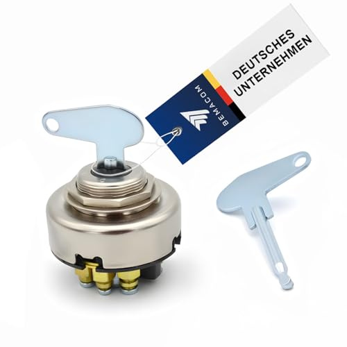 Bemacom Zündschloss Traktor 8-polig mit 2 Schlüsseln Ersatz Zündschalter Zündlichtschalter Motorrad Boot Oldtimer Rasentraktor Ersatzteile Startschalter 6V Starterknopf 12V Startknopf 24V