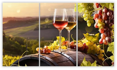 SMTDeco Protection plaque de cuisson, vitrocéramique, verre trempé, pour cuisinières électrique, à induction,planche à découper 3 x 30x52 cm Lot de 3 Tonneau à Vin Rouge (104888)