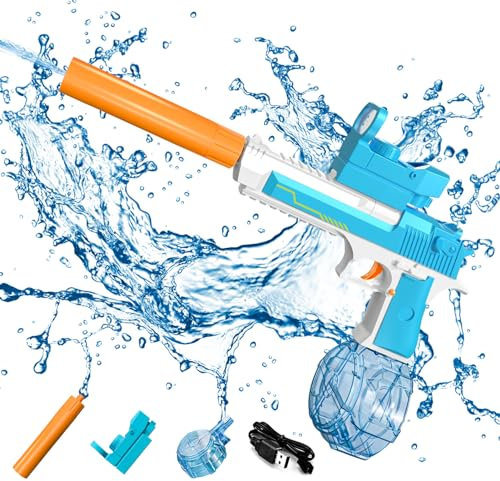 ACAREY Elektrisch Wasserpistole, Wasserpistole Spielzeug Für Kinder Erwachsene, Wasserspritzpistole mit Groß Kapazität & Langer Reichweiter Für Party Badestrand Sommer Pool Wasserspielzeug (Blau)