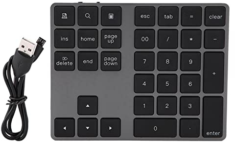 Teclado Numérico Inalámbrico de 34 Teclas para PC, ABS de Aleación de Aluminio, Batería de Litio Incorporada Compatible