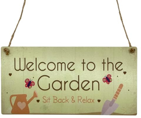 Second Ave Welcome To The Garden Relax Wooden Hanging Rectangle Home Friend Garden Sign Plaque