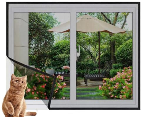 Custom Dimension Anti-Moskitonetz, Mückenschutz Fenstergitter, Proof Cat Window Protection Mesh, Selbstklebendes Mückennetz mit Reißverschluss, halbtransparenter Fensterschutz für Balkon