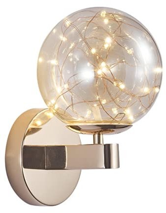 SSNCcNC LED Modern Glas Wandleuchte Einfache Kreative Wandlampe Schlafzimmer Nachttisch Glas Kugellampen 6W Innen Gold Metall Wandbeleuchtung Wohnzimmer Treppe Eingang Arbeitszimmer