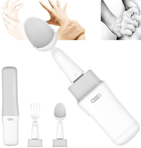 RESKIU Cuillère Intelligente Anti-secousse, Cuillère Et Fourchette Stables, Vaisselle D'aide À L'alimentation pour Vieil Homme, Anti-secousse À 360°, pour Les Patients Atteints Maladie