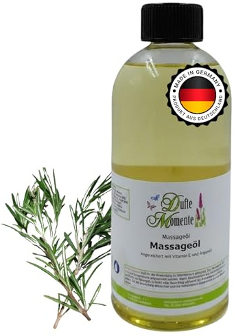 Dufte Momente Massageöl Rosmarin – 500 ml – Pflanzenölbasis mit ätherischem Rosmarinöl – aromatisch & belebend – für Massage & Wellness – vegan & Made in Germany