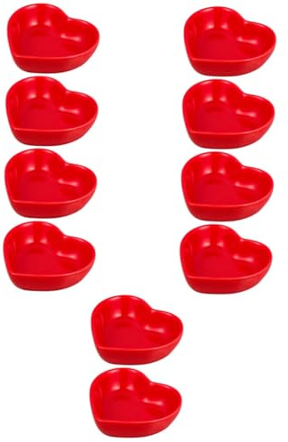MAGICLULU 10pcs Heart Sauce Ceramic Bowl Small Dipping Plates Tray Heart Shaped Ramekins