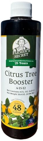 Farmer's Secret Citrus Tree Booster Fertilizer - Super Concentrated - Formulated for All Citrus Trees Including All Types of Lemons, Limes, and Oranges - Outdoor and Indoor/Container Trees (8oz)