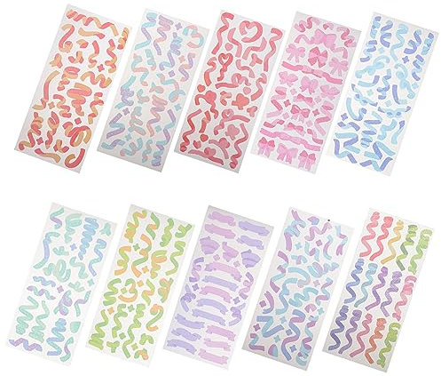 AUTSUPPL 10sheets Self Adhesive Decorative Decals Glitter Sticker Pack for Scrapbooking Journaling
