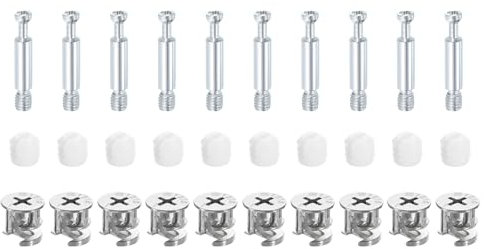 uxcell 10Set 15x14mm Furniture Cam Lock Fitting with 5.8x35mm Dowel Fasteners, 3-in-1 Metal Furniture Board Connecting Screws Bolts Assortment Kit for Cabinets Chairs Drawer