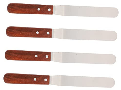 OFFSCH 4pièces Set De Spatules Crème Acier Inoxydable Outil Pâtisserie Professionnel Grattoir Décoration Gâteaux Pratique Et Léger Bords Lisses Sécurisés