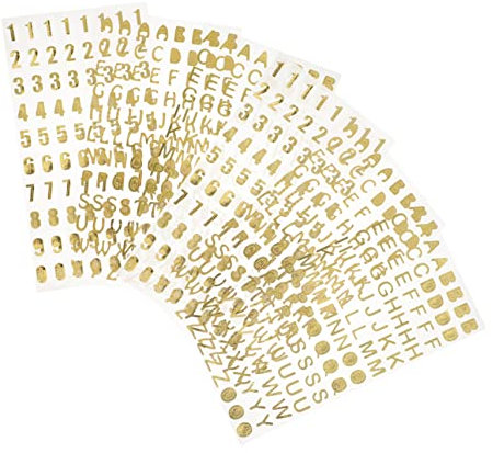 Lurrose Alphabet-aufkleber 6er-pack Goldfarbene Stempelzahlen Buchstaben-aufkleber Für Scrapbook-planer-zubehör