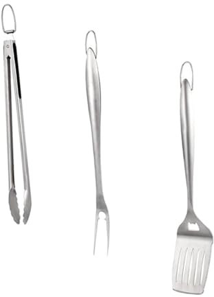 FONDOTIN Grillgeschirr Aus Edelstahl Mit Spachtel Gabel Und Clamp Für Outdoor BBQ Und Camping Praktisch Zum Aufhängen