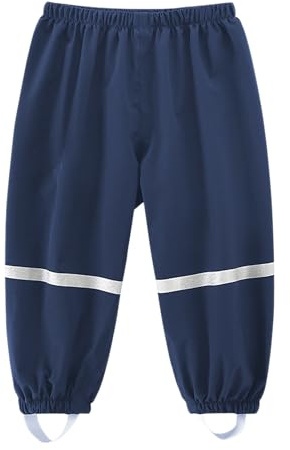 Dioshark Pantalon de Pluie Enfant Imperméable Pantalon de Boue Bleu Coupe-Vent Réfléchissant Léger Respirant Non Doublé Séchage Rapide Surpantalon Vélo Randonnée Extérieure pour Garcons Âge 3-4 Ans