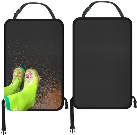 Kaslaider 2 Pezzi Protettori per Seggiolino Auto Bambini, Impermeabile Tessuto Oxford, Protezione Schienale Sedile Anteriore Universale, Anticalcio con Fascia Regolabile