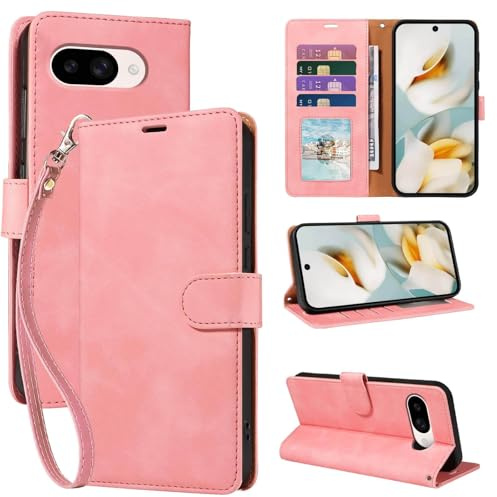 GOTOURED Étui portefeuille fin en cuir synthétique pour Pixel 9a avec blocage RFID, 4 emplacements pour cartes, dragonne amovible, béquille, étui de protection fin en cuir synthétique pour Google