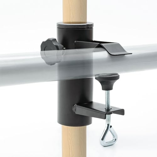 osoltus Sonnenschirmhalter Balkongeländer | Klemmsystem Schraube Edelstahl 36-50 mm Schirmrohrdurchmesser | pulverbeschichtetes Metall schwarz