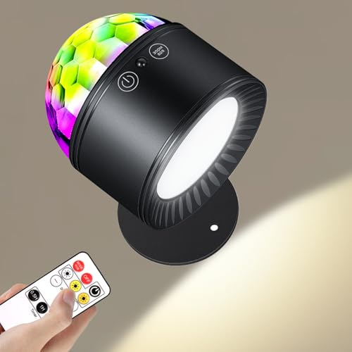 Zeadio Luces de Ambiente RGB y Lámpara de Pared LED en Uno, Luz Decorativa Rotatoria de Cielo Estrellado para Escritorio, para Hogar/Dormitorio/Fondo de Fiestas/Bares/KTV etc. (Negro, Paquete de 1)