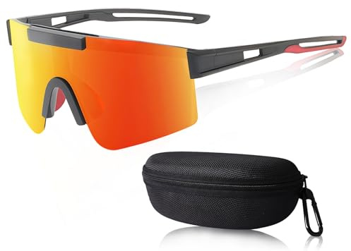 TULAMORIY Lunettes de Sport Homme Femme, Pour Cyclisme, Running, Ski - Polarisées et Anti-Buée, Confortable et Anti-Dérapante, Monture Léger et Résistante, Idéal Outdoor