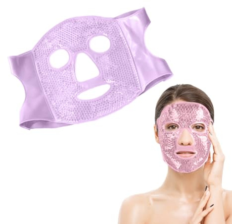 SGERUFZ Masque en Gel pour le Visage, Réduit l'Enflure, Élimine les Cernes, Atténue les Pochettes Sous les Yeux (Violet)