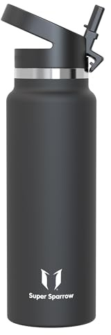 Sparrow Insulated Water Bottle with Straw Metal Bottles 500ml/750ml/1L/1.5L | Stainless Steel Drinks Bottle, Leakproof & BPA Free Flask, SwivelSip Straw Cap, Reusable Sports,School Outdoor
