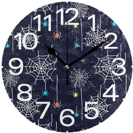 Kutsu Scale Webs Wall Clock Silent Non Ticking, Battery Operated Round Clock 10 Inch for Home Bedroom Living Room Kitchen Office School Classroom, Black