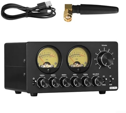 EQ5PRO 5-Band EQ Equalizers With BT Receivers Stereo Audio Preamp VU Meters For Home Stereo/Computer Speaker/Amplifier With VU Meter