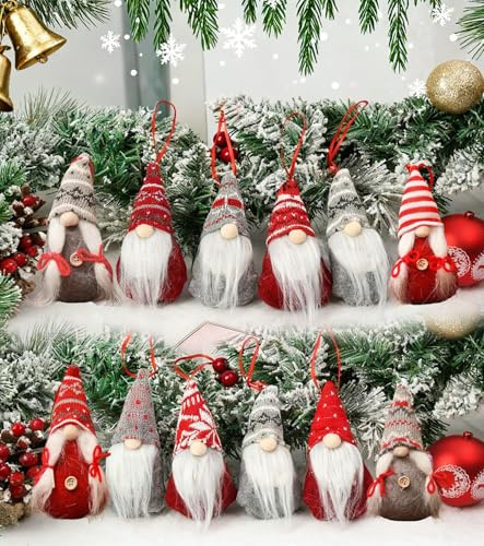 12 Stück Weihnachtswichtel zum Aufhängen,Weihnachtsbaum Hängende Gnom Dekorationen,Schwedischer Zwerg Plüsch,Ornamente,Skandinavische Weihnachtsmann Elf Plüschtiere,Weihnachtsbaum,Weihnachtsdeko