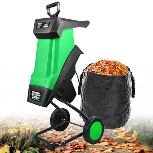 Gartenhäcksler elektrisch 2400W - Messerhäcksler für Äste bis zu Ø40mm - Leise & Robust - Häcksler Maschine für Gartenabfälle inkl 50L Auffangsack