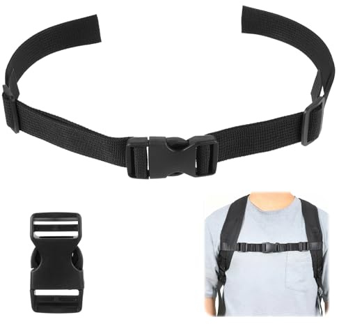Backpack Chest Strap Add On for Backpacks, Adjustable Sternum Straps with Elastic Part, Heavy Duty Chest Belt with Quick Release Buckle (Black)