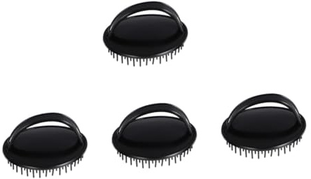 Shampoo Kunststoff Kopfhautmassagebürste mit Ergonomischem Griff | Erwachsene und Kinder, Schwarz, Angenehme Handhabung, für Dusche und Haarpflege, 4 Stück