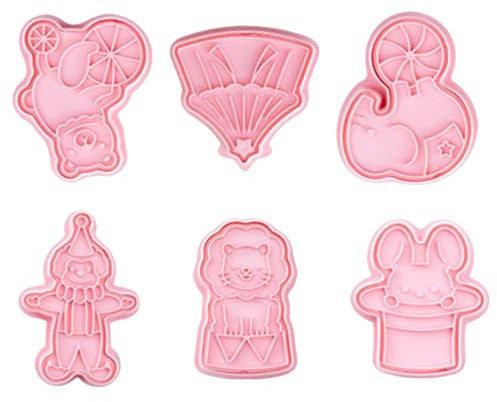 MOLUCKFU Set 6 Stampi per Biscotti Natalizi 3d in Plastica, Tagliabiscotti a Tema Circo per Ragazzo Ragazza, Timbri per Biscotti Decorativi da Forno per Feste e Attività Creative