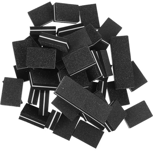 COLLBATH Bloc de Polissage Noir en Mousse, Lime à Ongles Double Face Compacte, Lot de 50 Mini Blocs pour Soin des Ongles et Pédicure la Maison