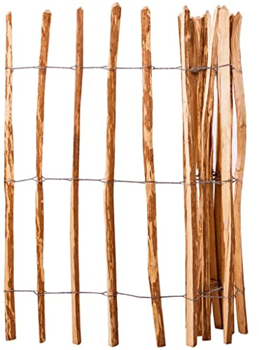 Valla de estacas de avellana 120 x 250 cm, rollo de madera natural, robusta valla de jardín de madera de avellana con alambre galvanizado, protección visual duradera para jardín, terraza y parterres