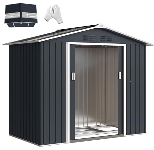 Outsunny Abri de Jardin en Métal 2,77 m² 213 x 130 x 185 cm Gris Foncé